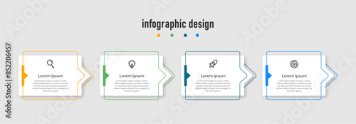Business infographics template. timeline with 4 steps, options. can be used for workflow diagram, info chart, web design. vector illustration.
