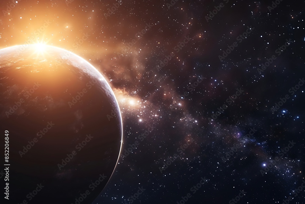Naklejka premium A outer space galaxy far away with the sun