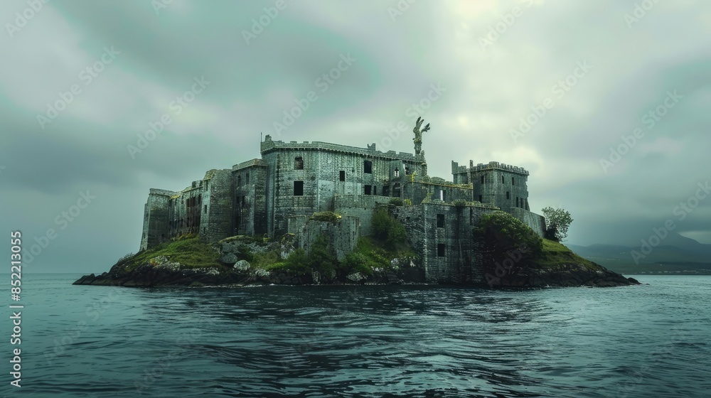 Deserted fortress located on a remote island Deserted fortress located on a remote island