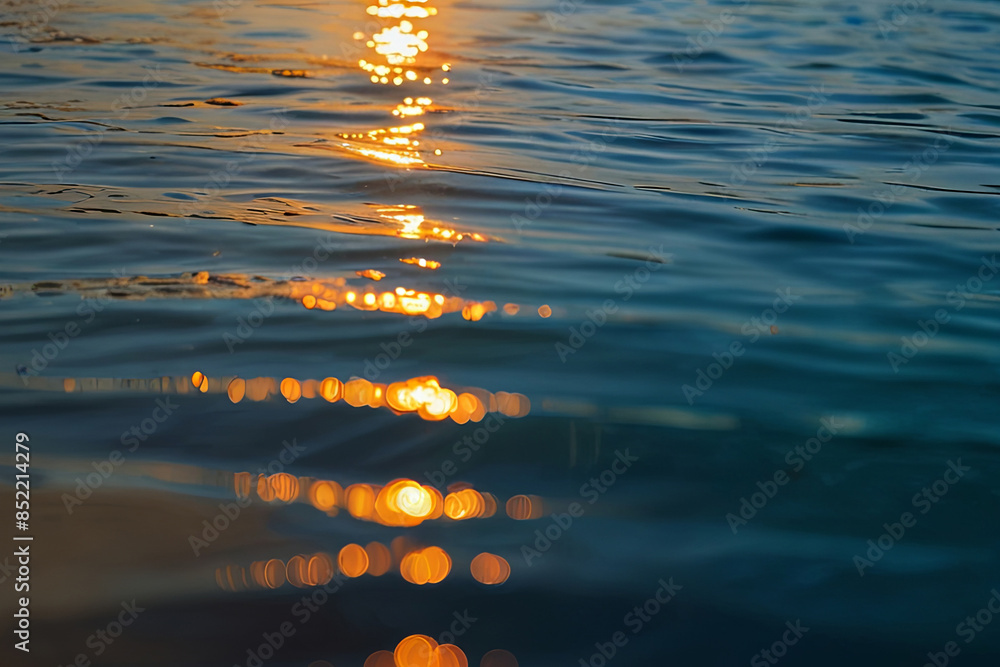 Obraz premium Abstract blurred light on sea and ocean, close-up of clear, colorful water creating a captivating background.