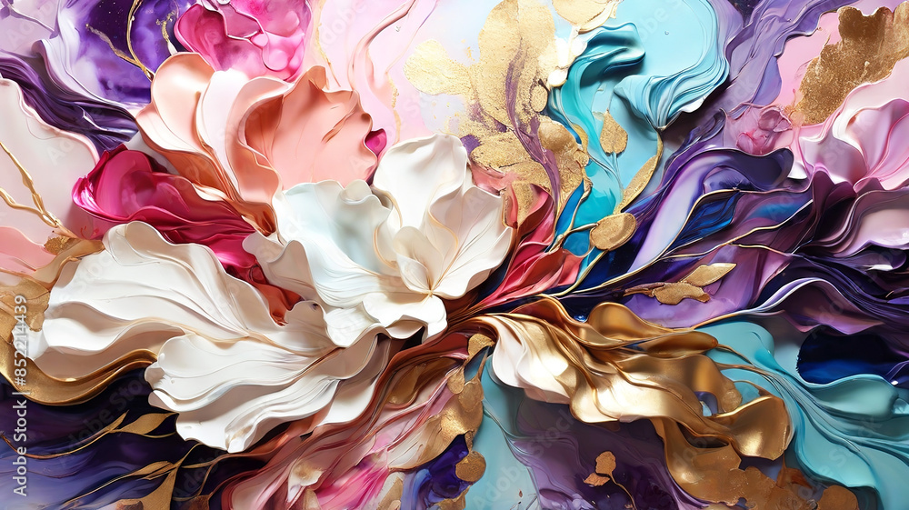 3d ink painting of shimmering liquid