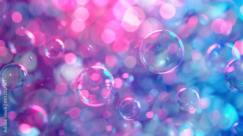 A playful background of shiny bubbles in neon pink and bright blue , popping against a radiant background . The bubbles add a pop of fun and color to the scene, making it lively and engaging. A playful background of shiny bubbles in neon pink and bright blue , popping against a radiant background . The bubbles add a pop of fun and color to the scene, making it lively and engaging.