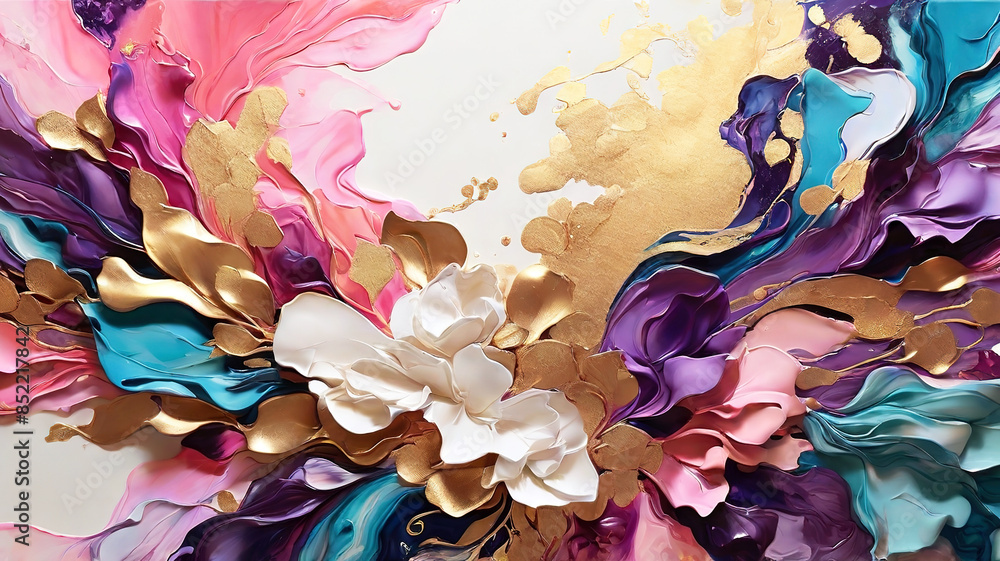 3d ink painting of shimmering liquid