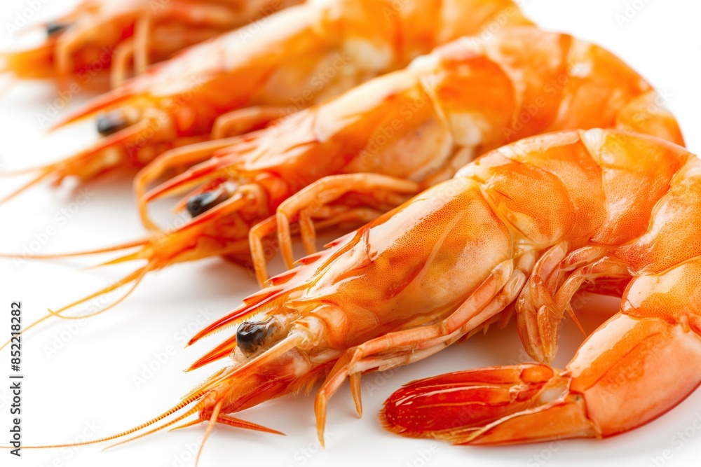 Boiled shrimps on a white background. Boiled shrimps on a white background.