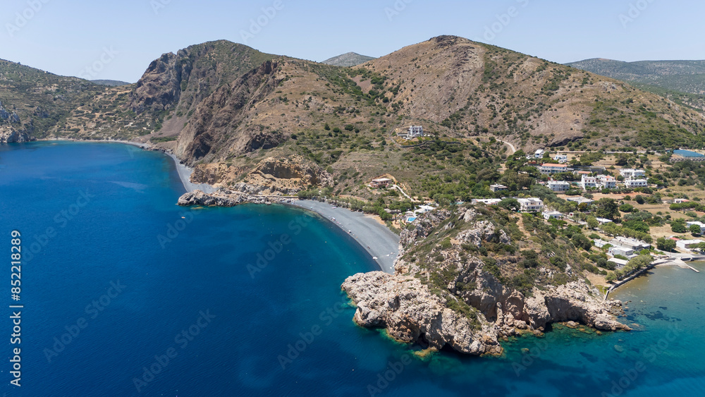 Fototapeta premium Volcano beach Mavra Volia on Chios island, Greece