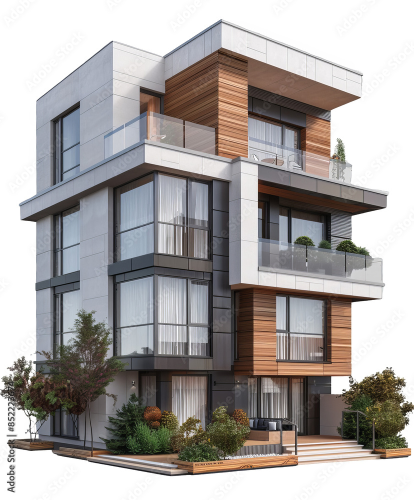 Modern duplex with contrasting colors and sleek lines, isolated on a transparent background,isolated on transparent png background Modern duplex with contrasting colors and sleek lines, isolated on a transparent background,isolated on transparent png background