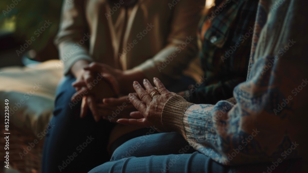 Obraz premium Holding hands supports and closes a partner in love, respect or trust therapy