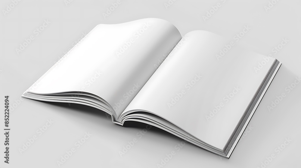 Clean and Minimalist Magazine Mockup Photography with Visible Cover and Inner Pages in a White Studio Setting, Captured with a 100mm Macro Lens Clean and Minimalist Magazine Mockup Photography with Visible Cover and Inner Pages in a White Studio Setting, Captured with a 100mm Macro Lens