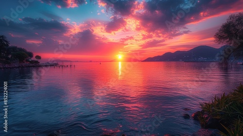 Beautiful sunset over the Lake