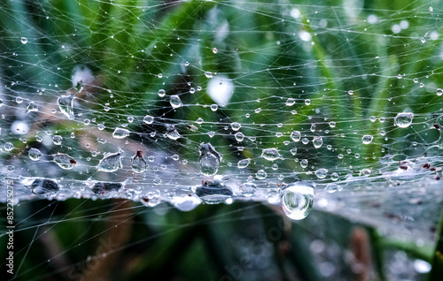 蜘蛛の巣についた水玉 photo