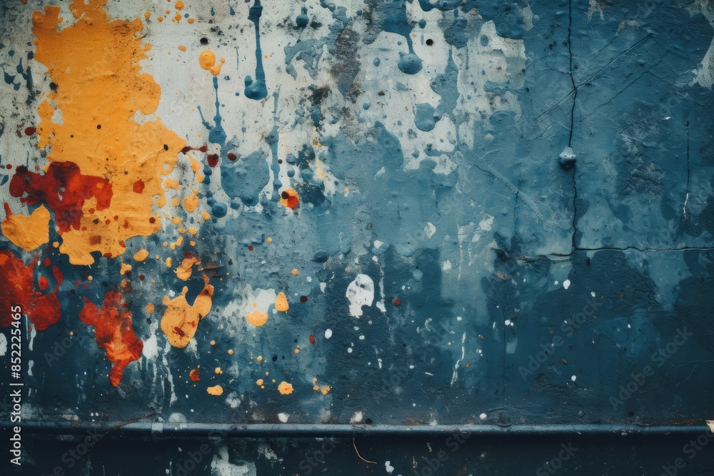 Fototapeta premium a close up of a wall with paint splattered on it