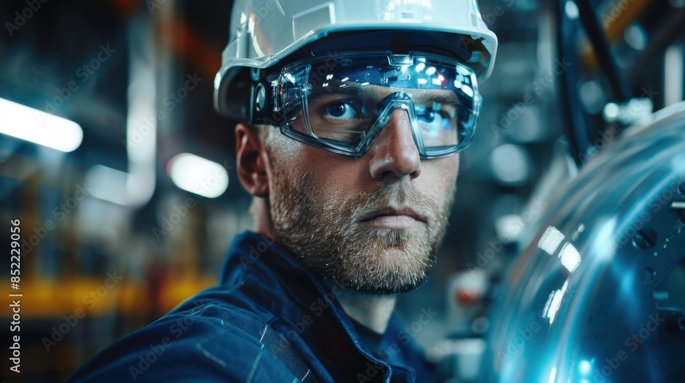 Technician Inspecting Machinery with Smart Helmet and AR Glasses
Technician Inspecting Machinery with Smart Helmet and AR Glasses