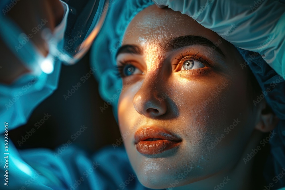Close-up Portrait of a Woman in a Surgical Cap Close-up Portrait of a Woman in a Surgical Cap