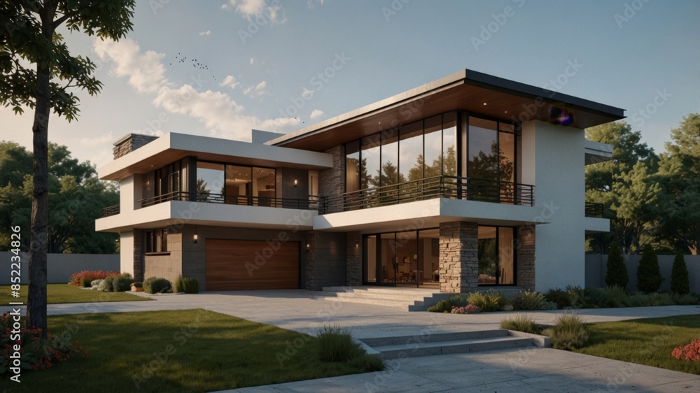 Design a minimalist modern house exterior influenced by the innovative style Design a minimalist modern house exterior influenced by the innovative style