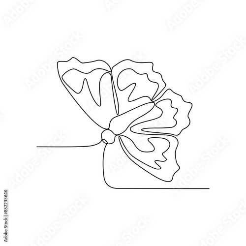 One continuous line drawing of 
Butterflies are flying and will land on flowers vector illustration. Animal themes design concept in simple linear style. Beautiful animal with variance body colors.