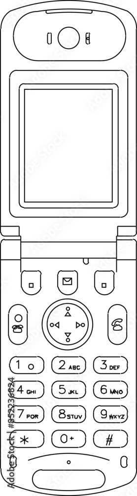 Vector silhouette illustration sketch, detailed design of an old classic vintage cell phone Vector silhouette illustration sketch, detailed design of an old classic vintage cell phone