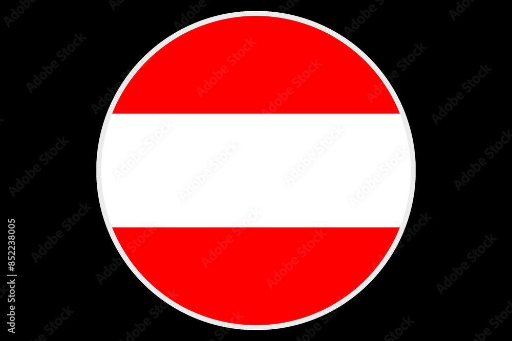 The circular Austrian flag is placed on a black background The circular Austrian flag is placed on a black background