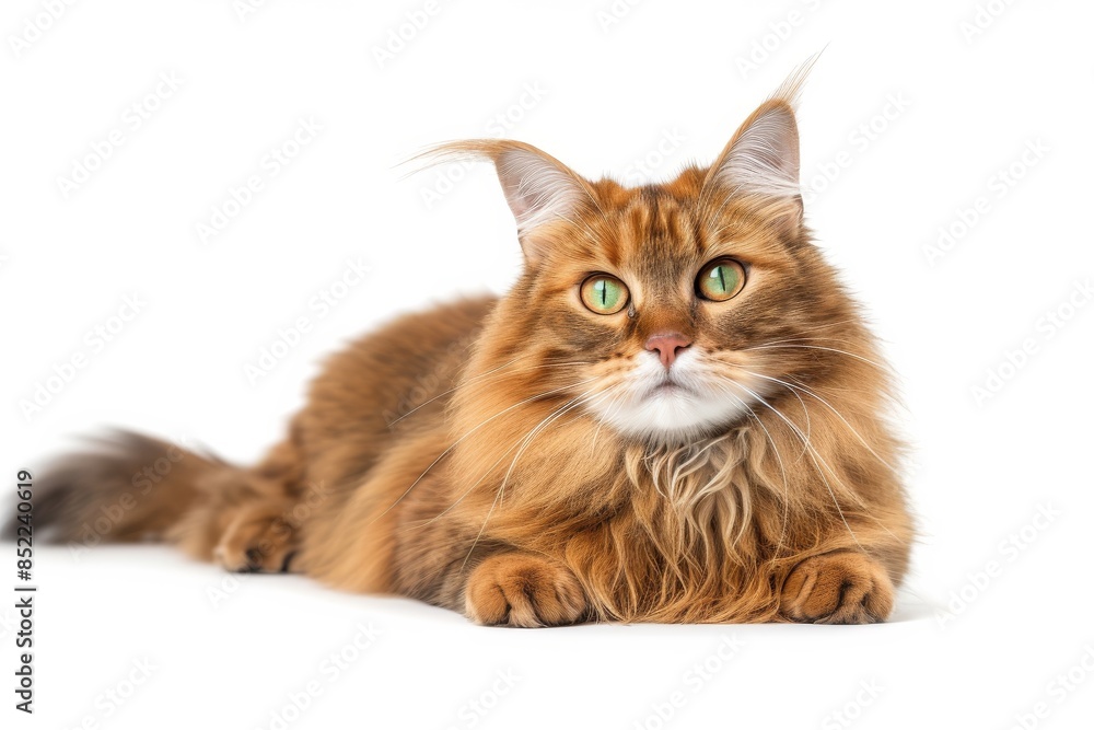 Fototapeta premium Mystic portrait of Manx Cat, full body shot, full body View isolated on white background