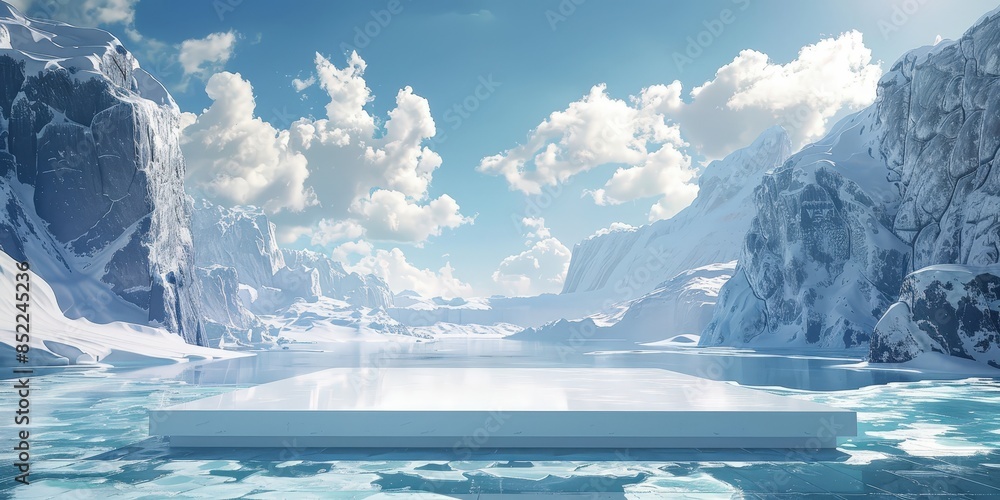 Fototapeta premium Frozen Landscape with White Platform