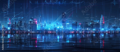 Wallpaper Mural Digital Skyline - Cityscape with Data Overlay Torontodigital.ca
