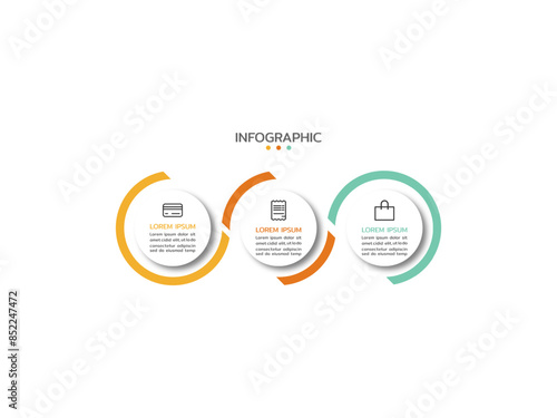 Vector Infographic design template with icons and 3 options or steps. Can be used for process diagram, presentations, workflow layout, banner, flow chart, info graph.