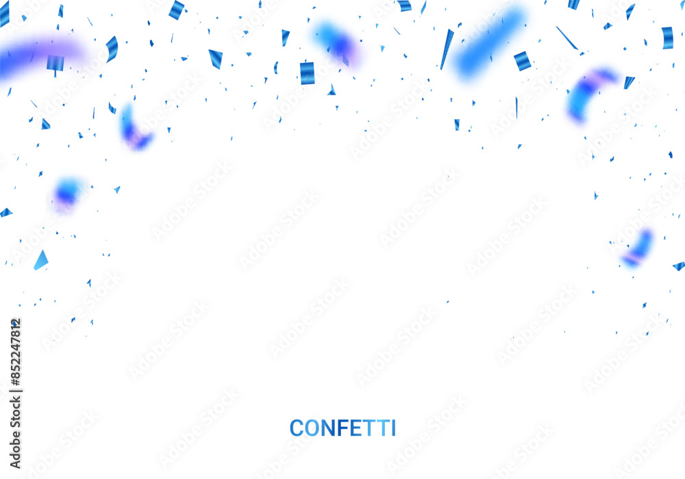 Naklejka premium Blue confetti background for decoration various festive celebrations. Luxury confetti flying for celebration party. vector illustration.