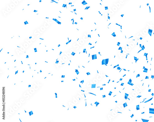 Blue confetti template. streamer, tinsel on a transparent background. Holiday, birthday.