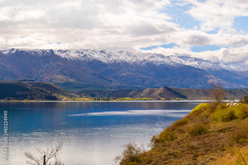 Obraz na płótnie Landscape Scenery Lake Wanaka, South Island New Zealand; View from Roys Peak Track w salonie