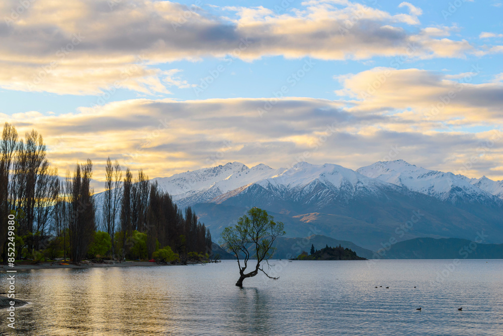 Landscape Scenery Lake Wanaka, South Island New Zealand; Sunset Time