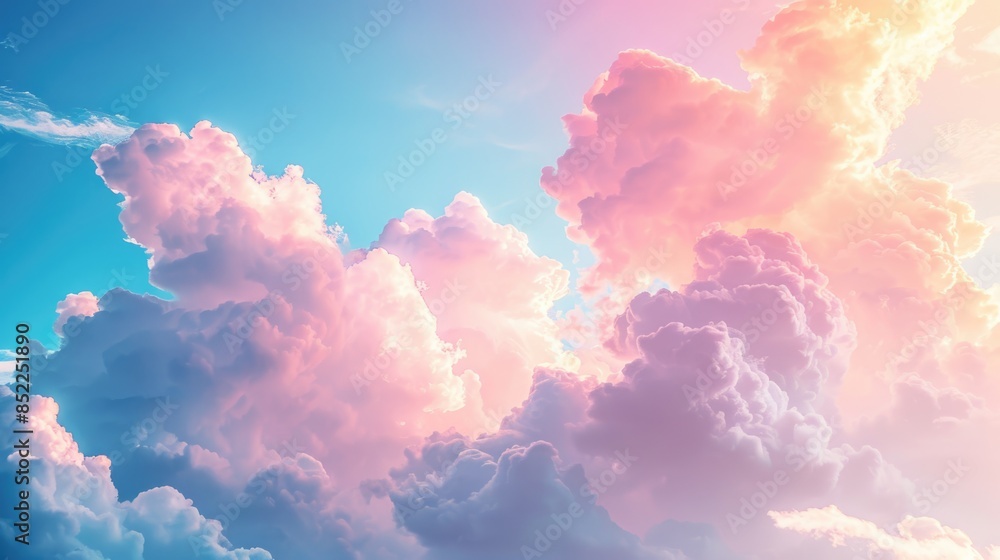 pink and blue pastel background. soft and sweet texture of watercolor clouds for wallpaper and banner.