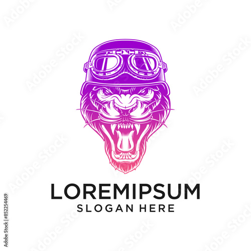 free vector illustration of a lion head wearing a helmet