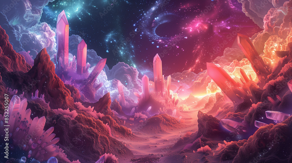 a surreal crystal landscape with vibrant colors, abstract wallapaper a surreal crystal landscape with vibrant colors, abstract wallapaper