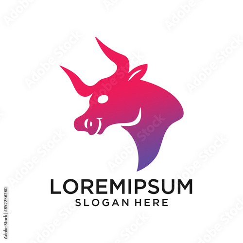 abstract simple Bull head vector logo concept illustration