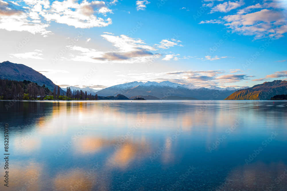 Landscape Scenery Lake Wanaka, South Island New Zealand; Sunset Time
