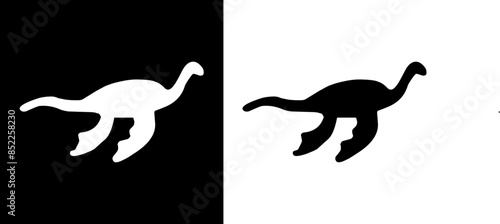 Dinosaur icon. Ancient animals. Giant beast. Black icon. Silhouette.