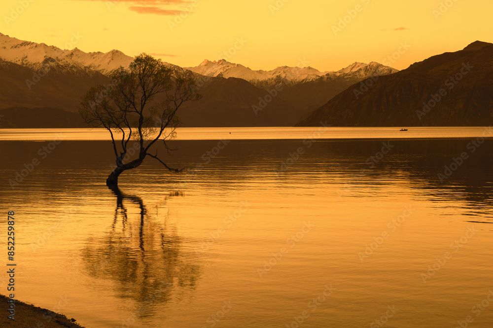 Landscape Scenery Lake Wanaka, South Island New Zealand; Sunset Time