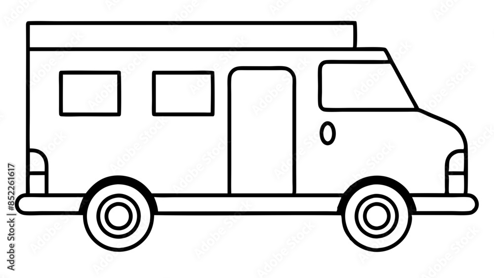 Black Food truck in the white background, serving delicious street food. A food servicing truck in the white background. Black Food truck in the white background, serving delicious street food. A food servicing truck in the white background.