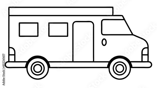 Black Food truck in the white background, serving delicious street food. A food servicing truck in the white background.