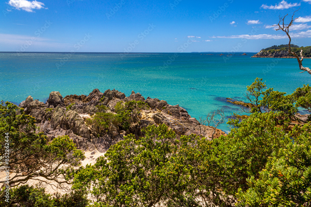Landscape Scenery of Mount Maunganui Beach, Tauranga - New Zealand; Rocky Part of the Beach