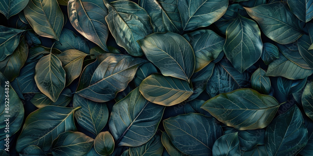 Dark Green Leaves with Golden Hues Dark Green Leaves with Golden Hues