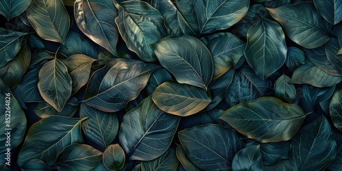 Dark Green Leaves with Golden Hues