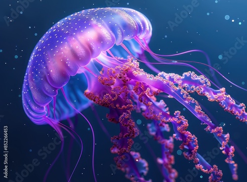 Purple Jellyfish in a Deep Blue Sea photo