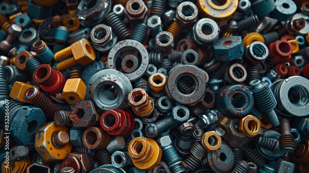 miscellaneous hardware parts including screws washers and springs all jumbled in a pile miscellaneous hardware parts including screws washers and springs all jumbled in a pile