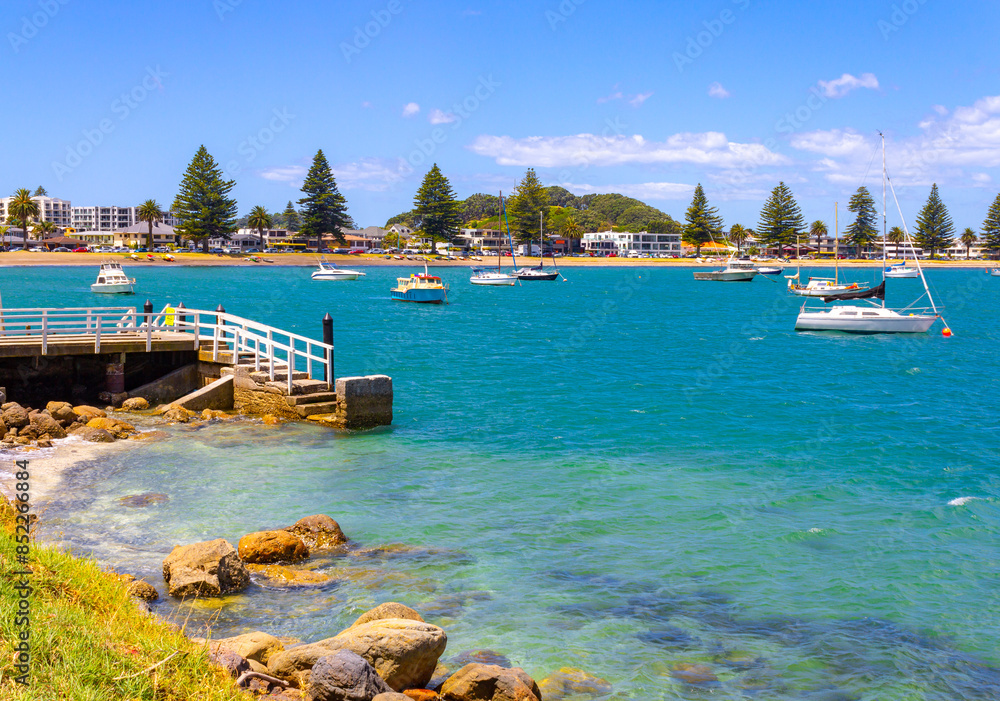 Boats Mooring at Pilot Bay, Mount Maunganui Beach, Tauranga - New Zealand