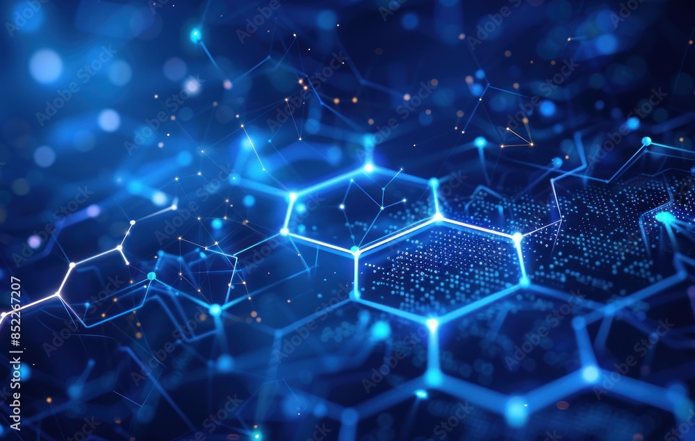 Obraz premium Abstract Blue Hexagon Network