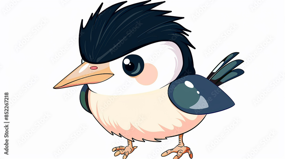 Obraz premium A cartoon cute bird on a white background 