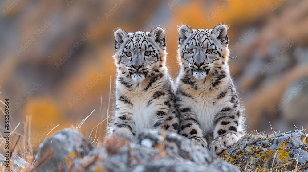 Fototapeta premium Altai wildlife, snow leopards, ibexes, wild horses, fauna photography, natural habitats, biodiversity, conservation efforts