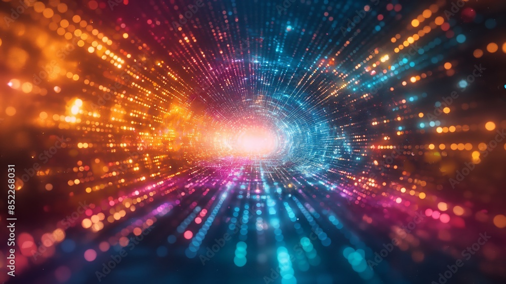 Vibrant Abstract Digital Tunnel with Colorful Lighting Effects Vibrant Abstract Digital Tunnel with Colorful Lighting Effects