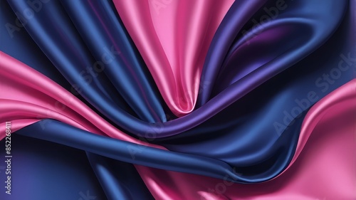 Silky Gradient Dark Blue to Pink Satin Fabric