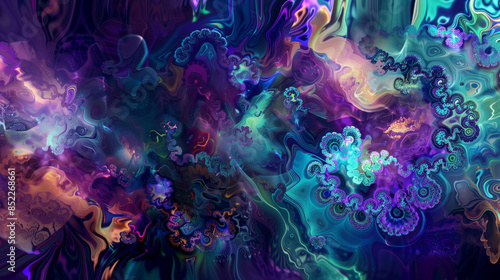 Wallpaper Mural A dazzling psychedelic background depicting a kaleidoscopic ocean abyss with vibrant colors , abstract psychedelic wallpaper Torontodigital.ca